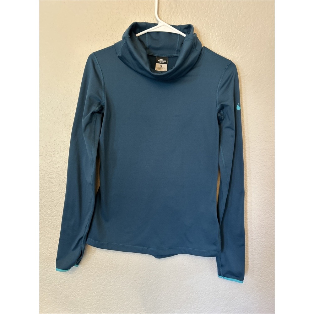 NIKE Pro Hyperwarm Infinity Training Top Womens Size Small Shirt Dark Teal